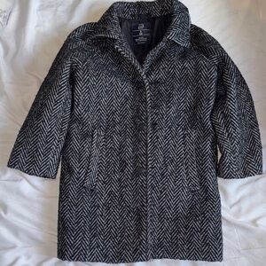 H&M Women's Charcoal and White Pea Coat